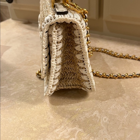 Tory Burch Woven Crossbody Bag in Tan and White - Picture 12 of 13